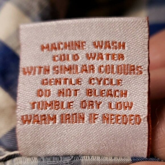 Vertical Mens Cream Blue Check Casual Long Sleeve Shirt XL - Picture 6 of 6